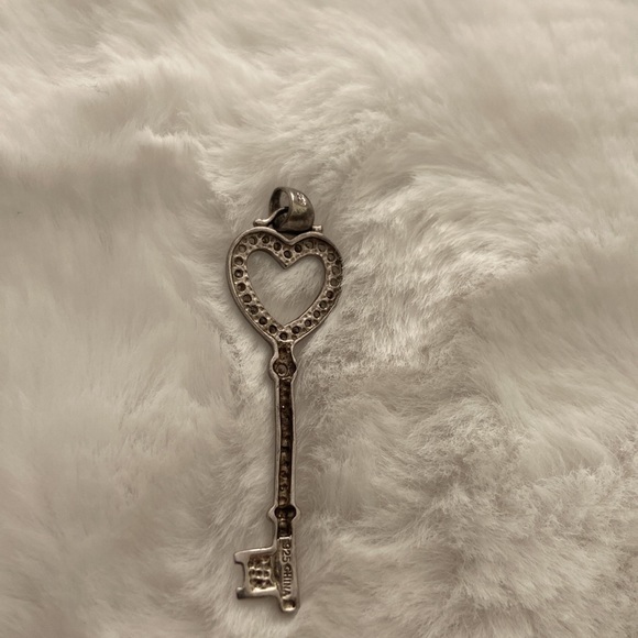 Key to my heart pendant for necklace. Silver with diamonds. - Picture 3 of 5